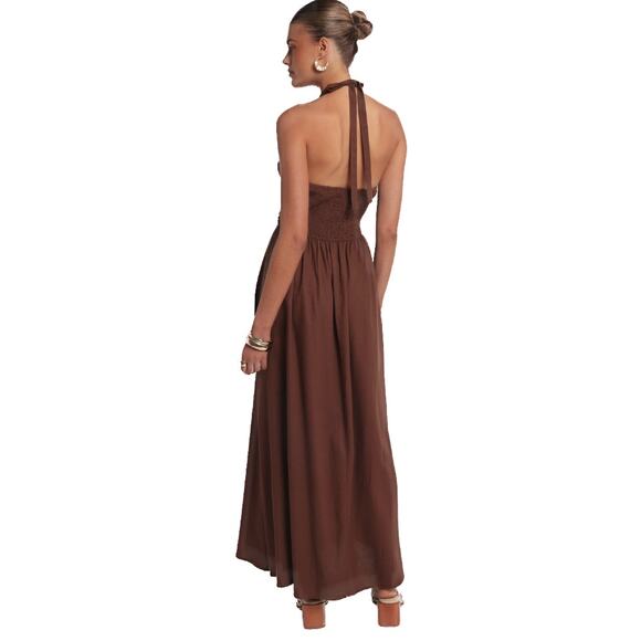 Petal & Pup Chocolate Halter Neck Maxi Dress Size XL NEW - Picture 7 of 10